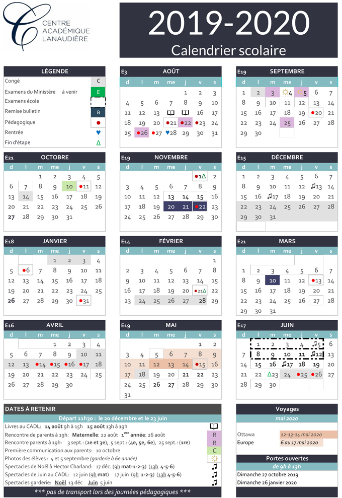 le calendrier scolaire centre acad 233 mique de lanaudi 232 re calendrier scolaire 2020 2020