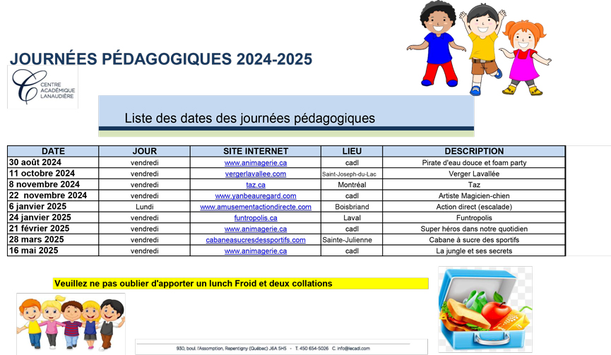 Journées pédagogiques 2024-2025